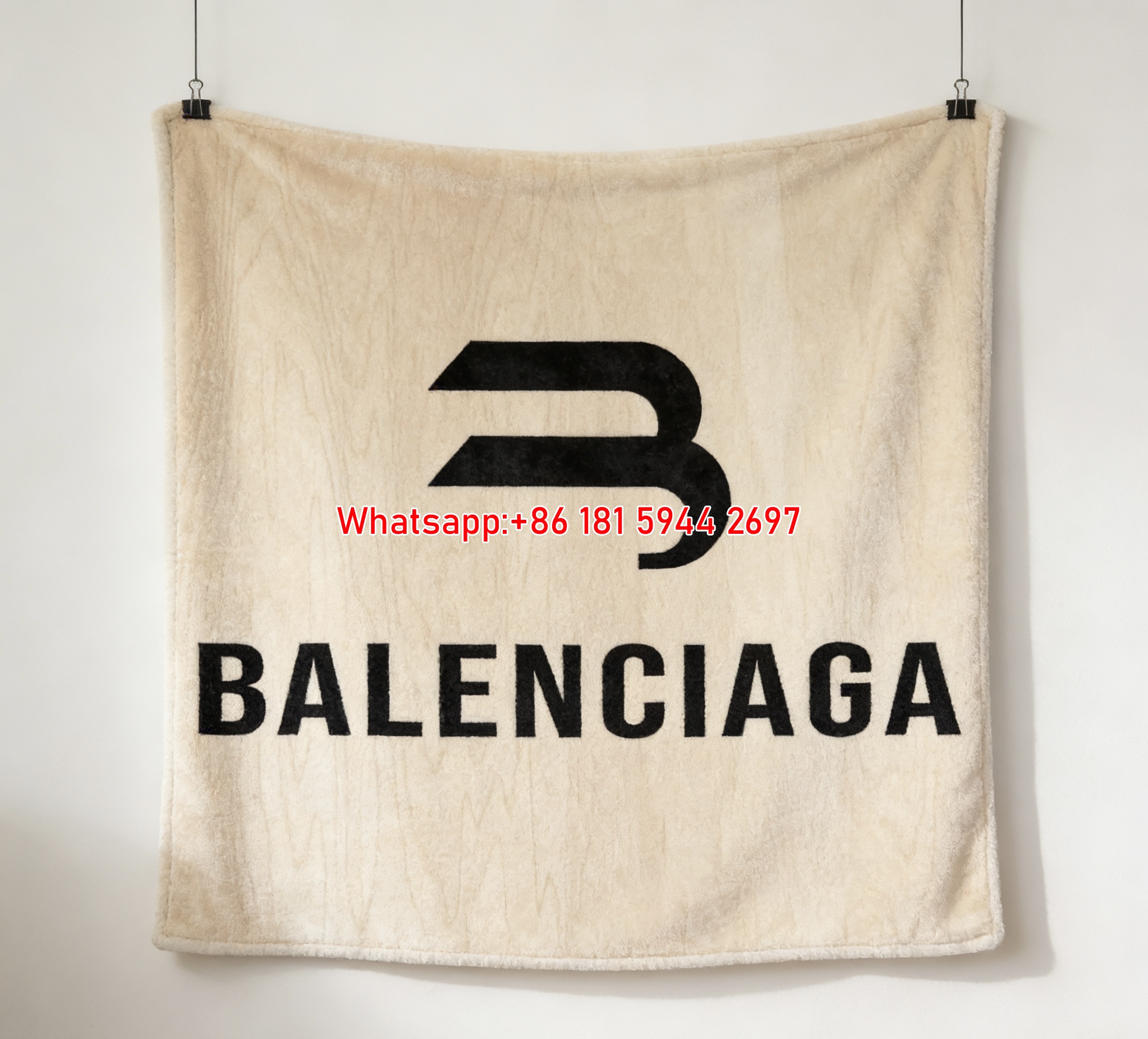 BALENCIAGA Minimal B Logo Flannel Sofa Throw Blanket for Wall Decor BA061
